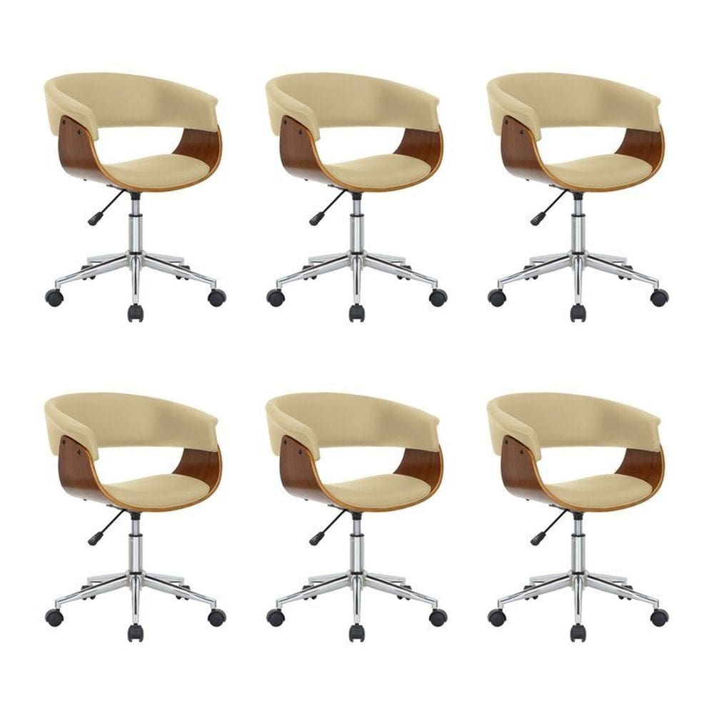 Kit 6 Cadeiras para Escritório Diretor Giratória Regulável Turim Nude