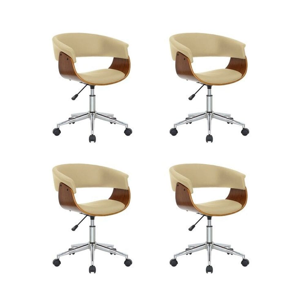 Kit 4 Cadeiras para Escritório Diretor Giratória Regulável Turim Nude