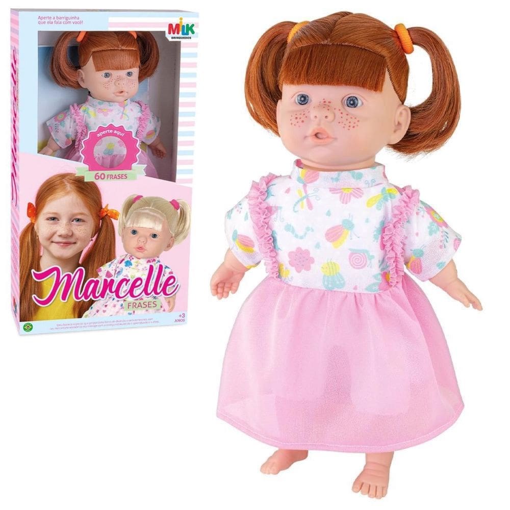 Boneca Reborn Brinquedo Marcelle Ruiva Fala 60 Frases Milk