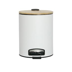 Lixeira Pedal Bambu Branco Mimo  ALX23280