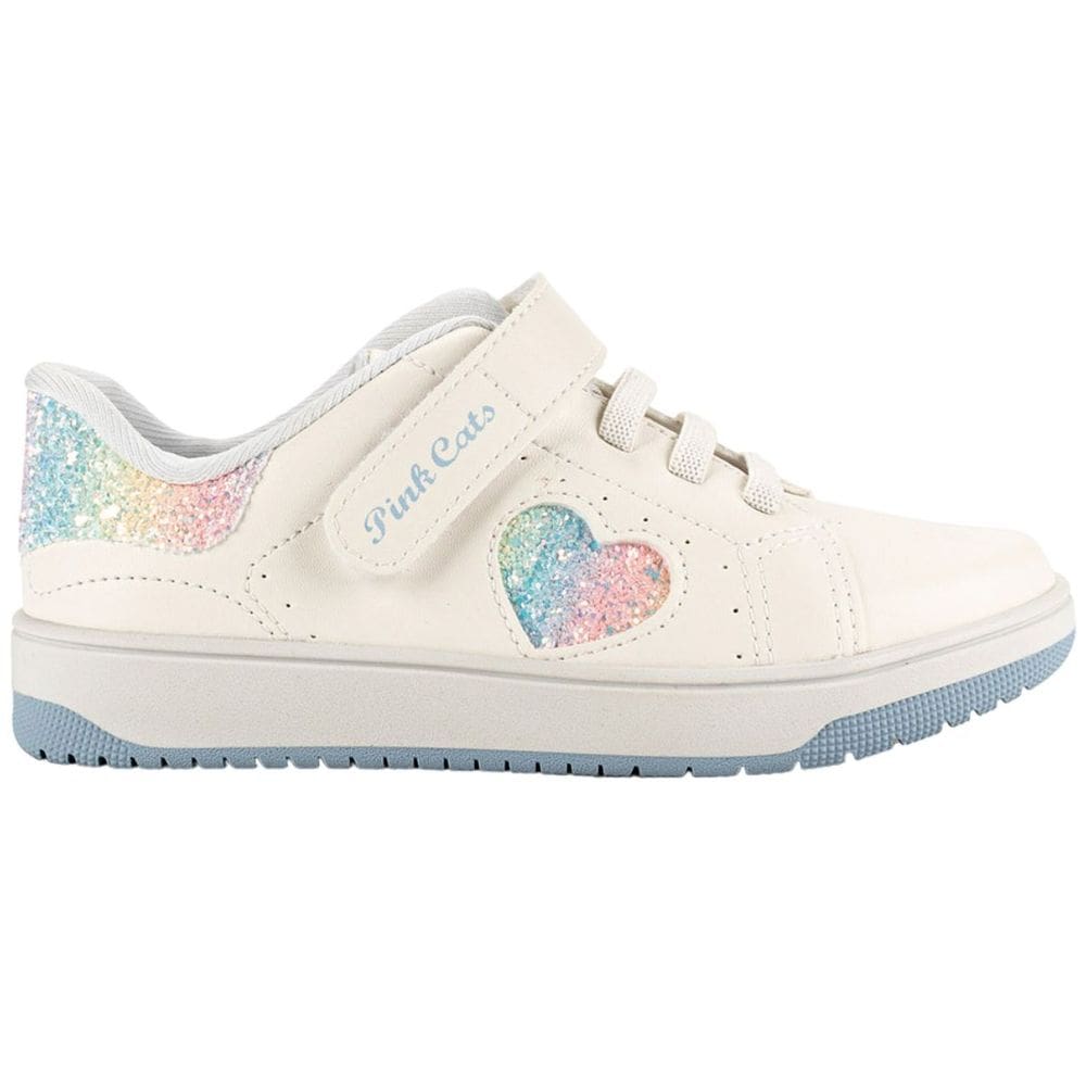 Tênis Infantil Menina Casual Dia a Dia Escola Passeio Retrô Conforto Calce Fácil com Brilhos Pink Cats V4742