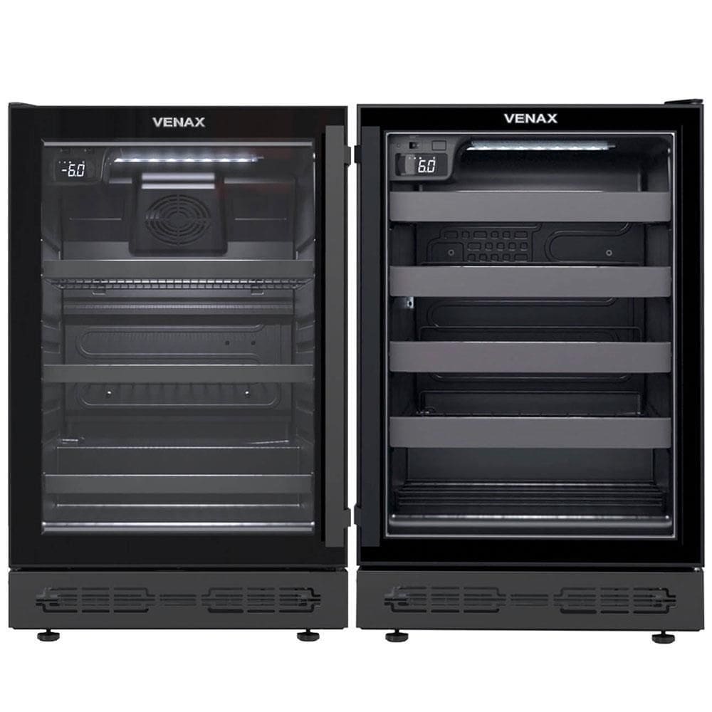 Conjunto Venax Cervejeira E Adega de Embutir Top Light In 100 L Preto Fosco Porta Invertida 220V