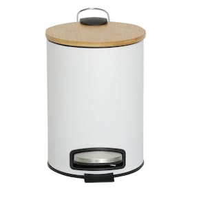 Lixeira Pedal Bambu Branco Mimo  ALX23282