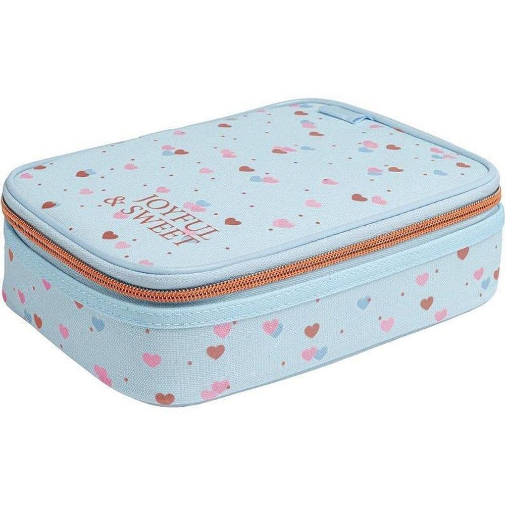 Estojo Tecido Academie Box Gd Coração Azul