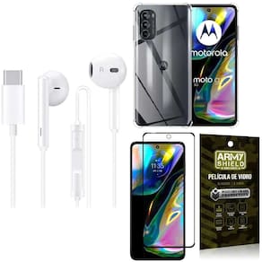 Capinha Moto G82 + Fone De Ouvido Tipo C + Película 3D