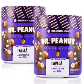 2X Pasta De Amendoim Dr Peanut 600g Whey Isolado Avelã