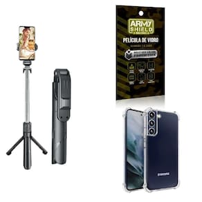 Kit Tripé De Selfie + Capinha Samsung S22 + Película 3D