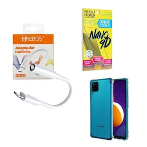 Capinha Samsung M12 + Adaptador P2 Para Tipo C + Película 9D