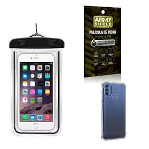 Capa A Prova D`Água Moto E40 + Capa Anti Shock + Película 3D