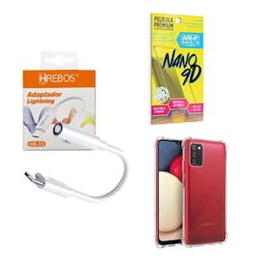 Capinha Samsung A03S + Adaptador P2 P Tipo C + Película 9D