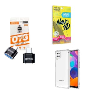 Kit Usb Para Tipo C + Capinha Samsung A22 4G + Película 9D