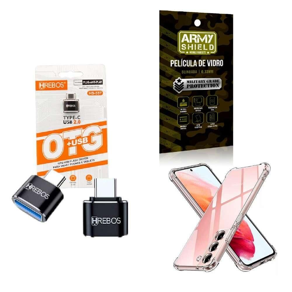 Kit Usb Para Tipo C + Capinha Samsung S23 Plus + Película 3D
