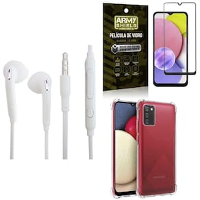 Capinha Samsung A03S + Fone De Ouvido + Película 3D