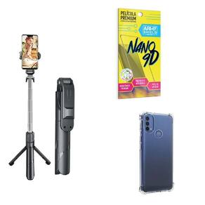 Kit Tripé De Selfie + Capinha Motorola E40 + Película 9D