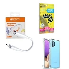 Capinha Samsung A325G + Adaptador P2 P Tipo C + Película 9D