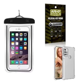 Capa A Prova D`Água Moto G20 + Capa Anti Shock + Película 3D
