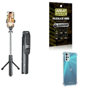 Kit Tripé De Selfie + Capinha Motorola G22 + Película 3D