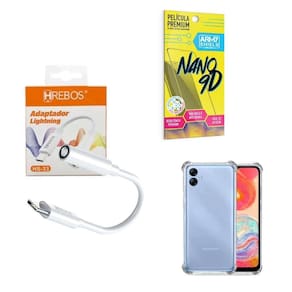 Capinha Samsung A04E + Adaptador P2 P Tipo C + Película 9D