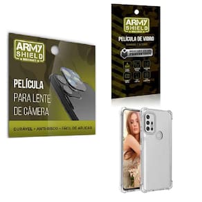 Kit Película De Câmera E Tela Moto G10 E Capinha Anti Shock