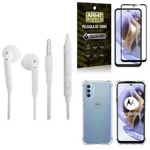Capinha Moto G31 + Fone De Ouvido + Película 3D