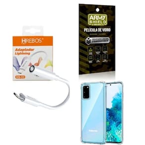 Capinha Samsung S20 + Adaptador P2 Para Tipo C + Película 3D