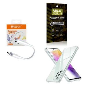 Capinha Samsung A73 + Adaptador P2 Para Tipo C + Película 3D