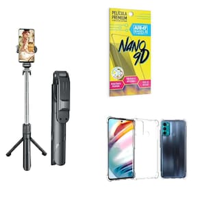 Kit Tripé De Selfie + Capinha Motorola G60 + Película 9D