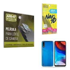 Película De Câmera E Tela Moto E7 Power + Capinha Anti Shock