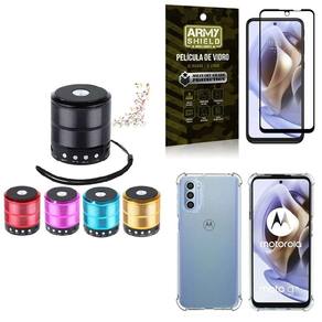 Capinha Moto G31 + Mini Som Bluetooth + Película 3D