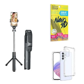 Kit Tripé De Selfie + Capinha Samsung A53 + Película 9D