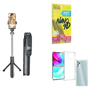 Kit Tripé De Selfie + Capinha Motorola G60 S + Película 9D