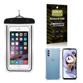Capa A Prova D`Água Moto G31 + Capa Anti Shock + Película 3D