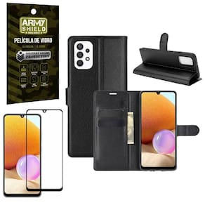 Capa Carteira Samsung A32 4G + Película Vidro 3D Armyshield