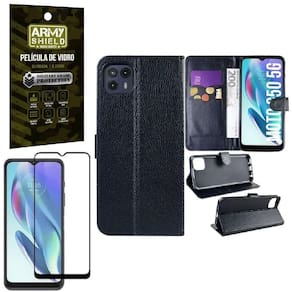 Kit Capinha Carteira Moto G50 5G + Película 3D Armyshield