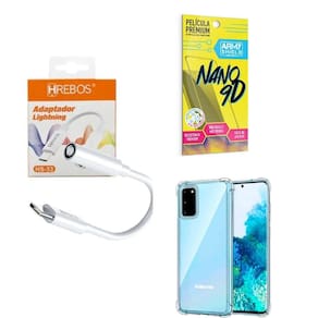 Capinha Samsung S20 + Adaptador P2 Para Tipo C + Película 9D