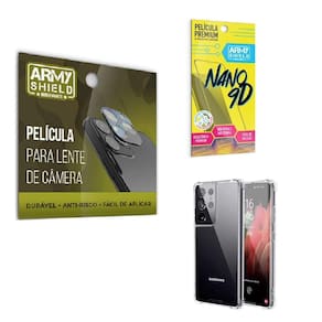 Película De Câmera E Tela S21 Ultra Com Capa Anti Shock