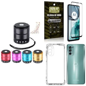 Kit Capinha Moto G62 + Mini Som Bluetooth + Película 3D