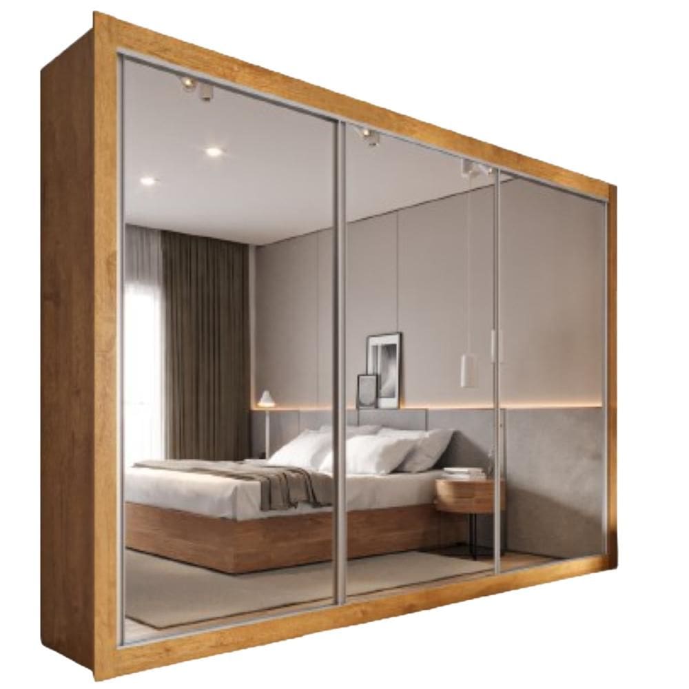 Guarda Roupa Cavich 3 Portas Espelhadas MDF - Móveis Europa