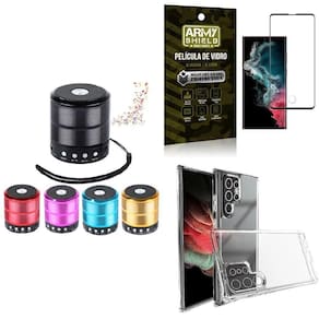 Kit Capinha S22 Ultra + Mini Som Bluetooth + Película 3D