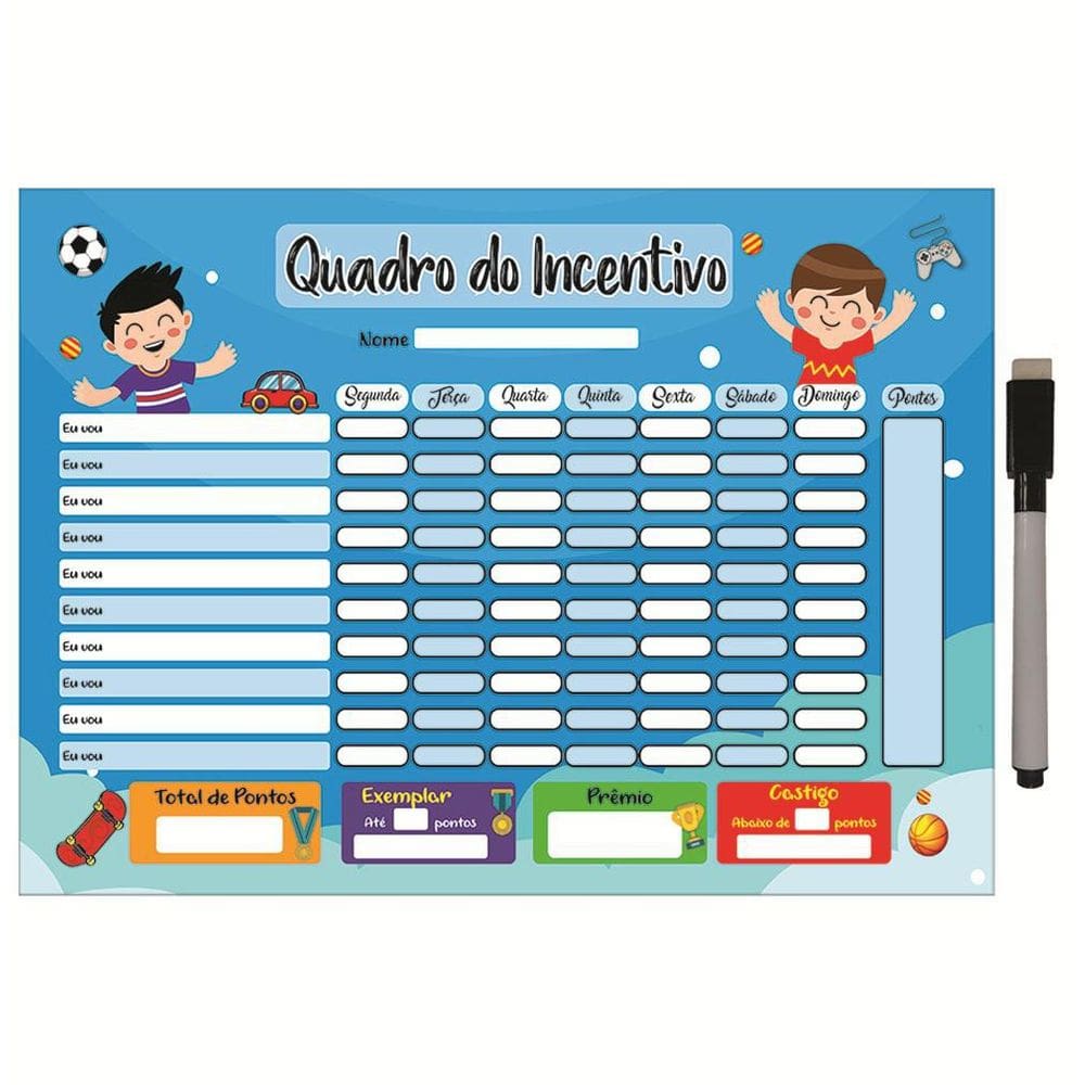 Quadro Do Incentivo De Metal Semanal 20X26Cm + Caneta M9