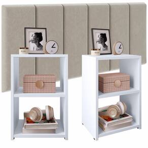 Kit 2 Mesinhas Bella Estreitas Lateral Apoio Cabeceira Suspensa Júlia 1,40 Cama Box Casal Quarto Moderno