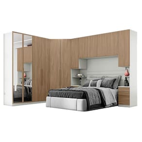 Quarto Modulado Casal Ambiente 6 Seletto 6 Peças Areia Jequitibá - Henn
