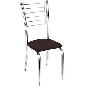 Cadeira De Jantar Lara Cromada Para Cozinha Assento Corino Marrom - Aurora Line