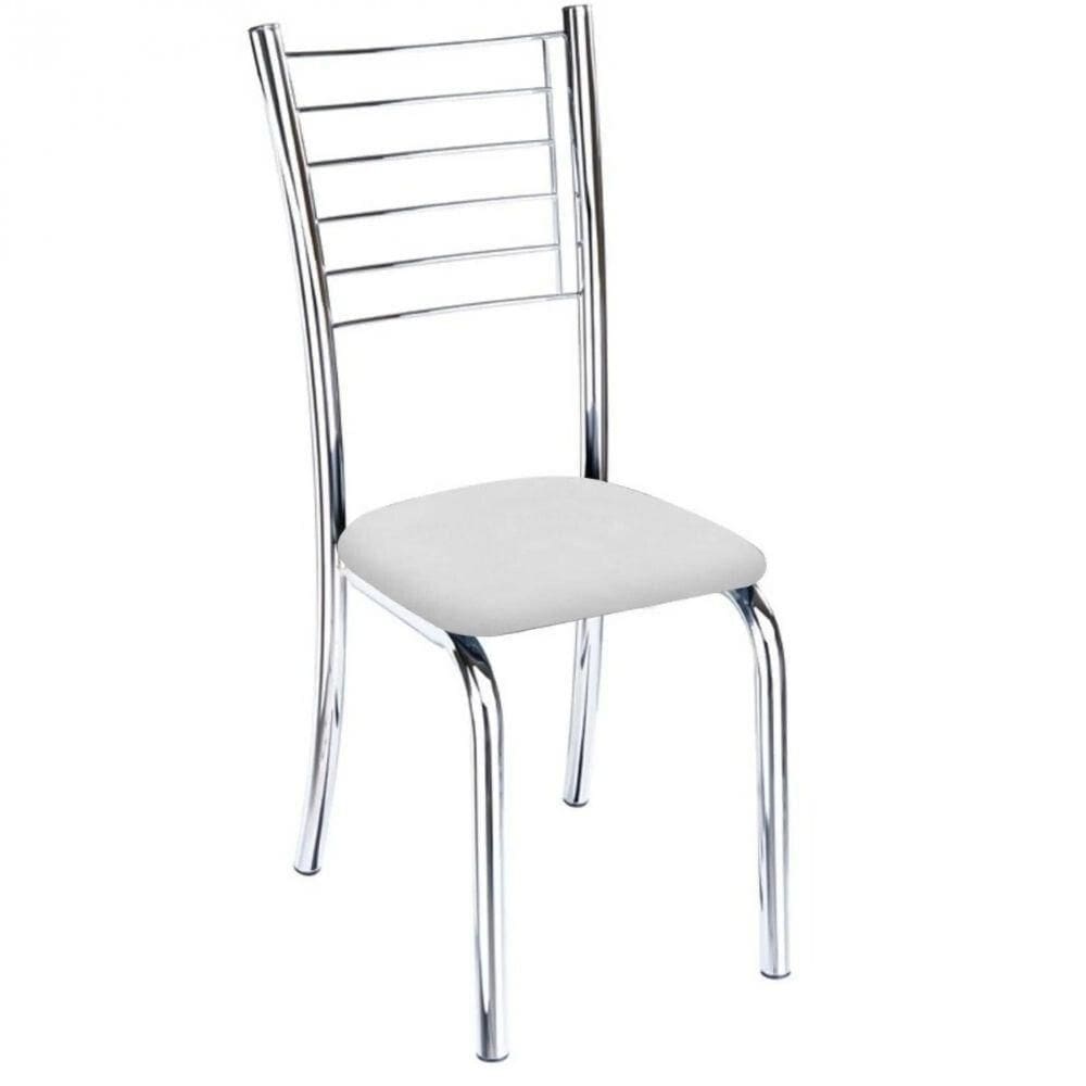Cadeira De Jantar Lara Cromada Para Cozinha Assento Sintético Branco - Aurora Line