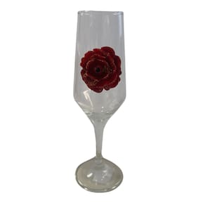 Taça Pomba Gira Flor Vermelha Champagne Buffet Vidro 186 ml