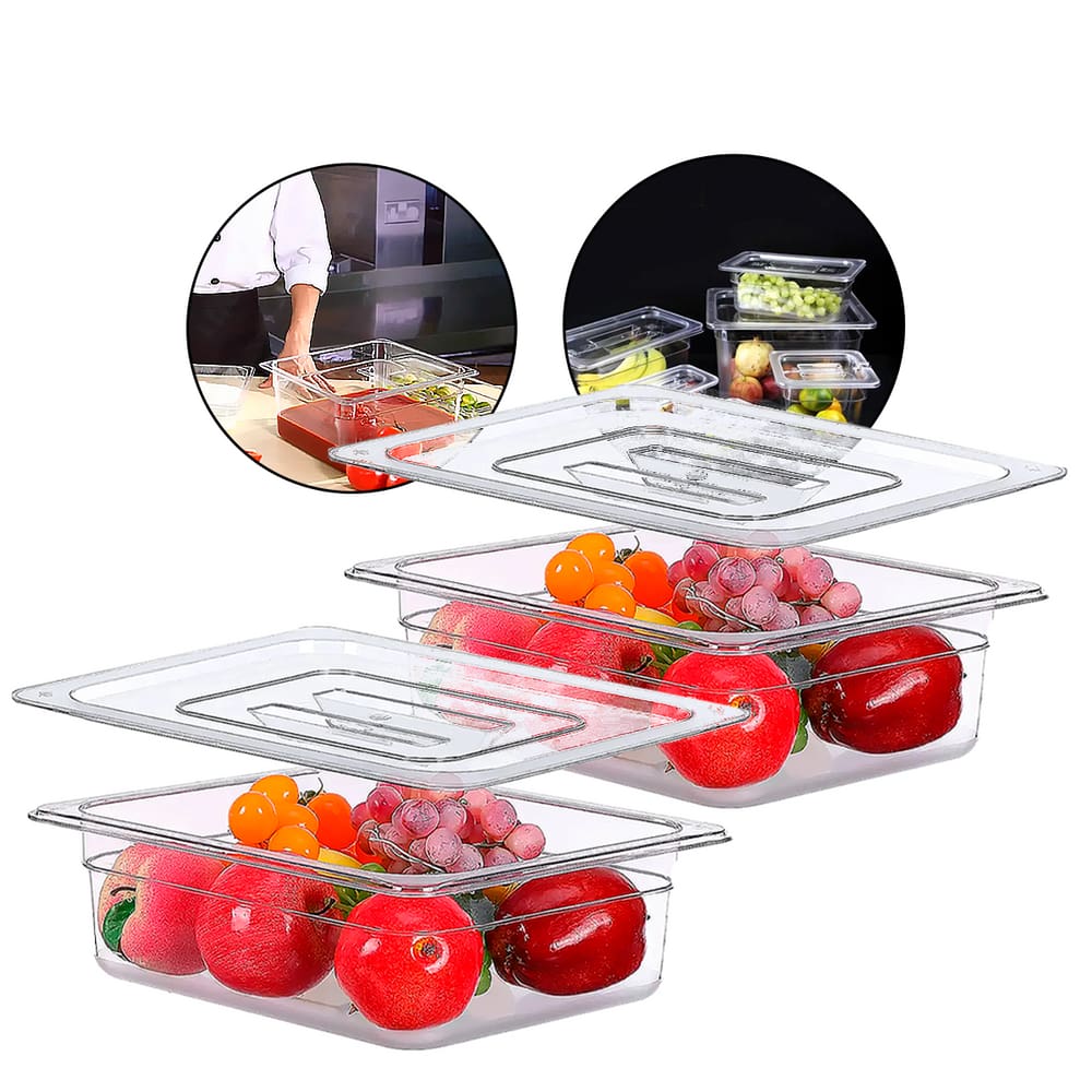 Kit 2 Cuba Gastronômica Acrílica + Tampa GN 1/2 100mm Buffet