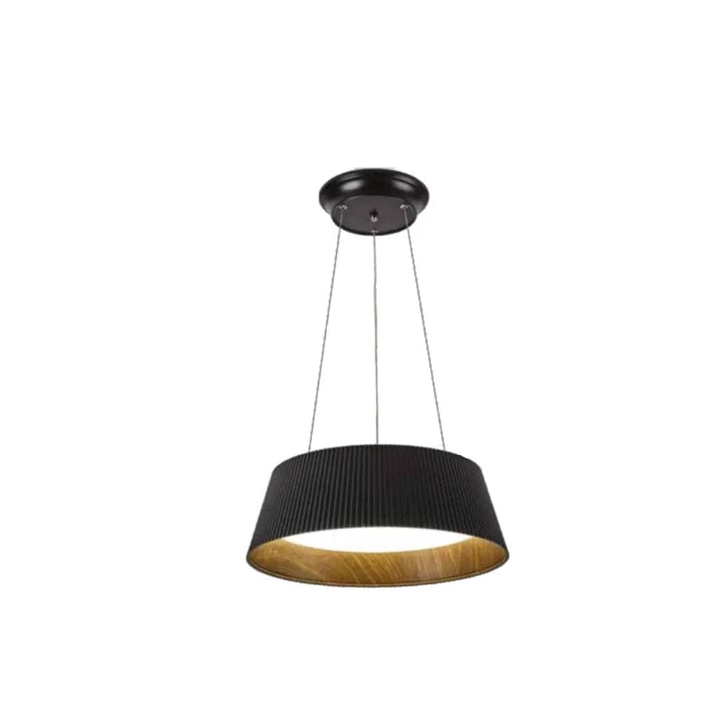 PENDENTE PLAFON LED OTTAWA RED 45CM 36W PRETO C IMBUIA Função 2 em 1