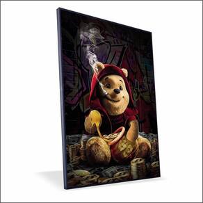 Quadro Ursinho Pooh Canvas Com Vidro Tamanho/moldura 20x30 Caixa Cor Preta