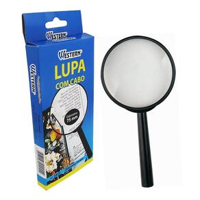Lupa 3x 75mm Preto com Cabo - 7,5x1,5x15,5 cm