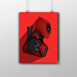 Placa Decorativa Deadpool Wallpaper Vermelho